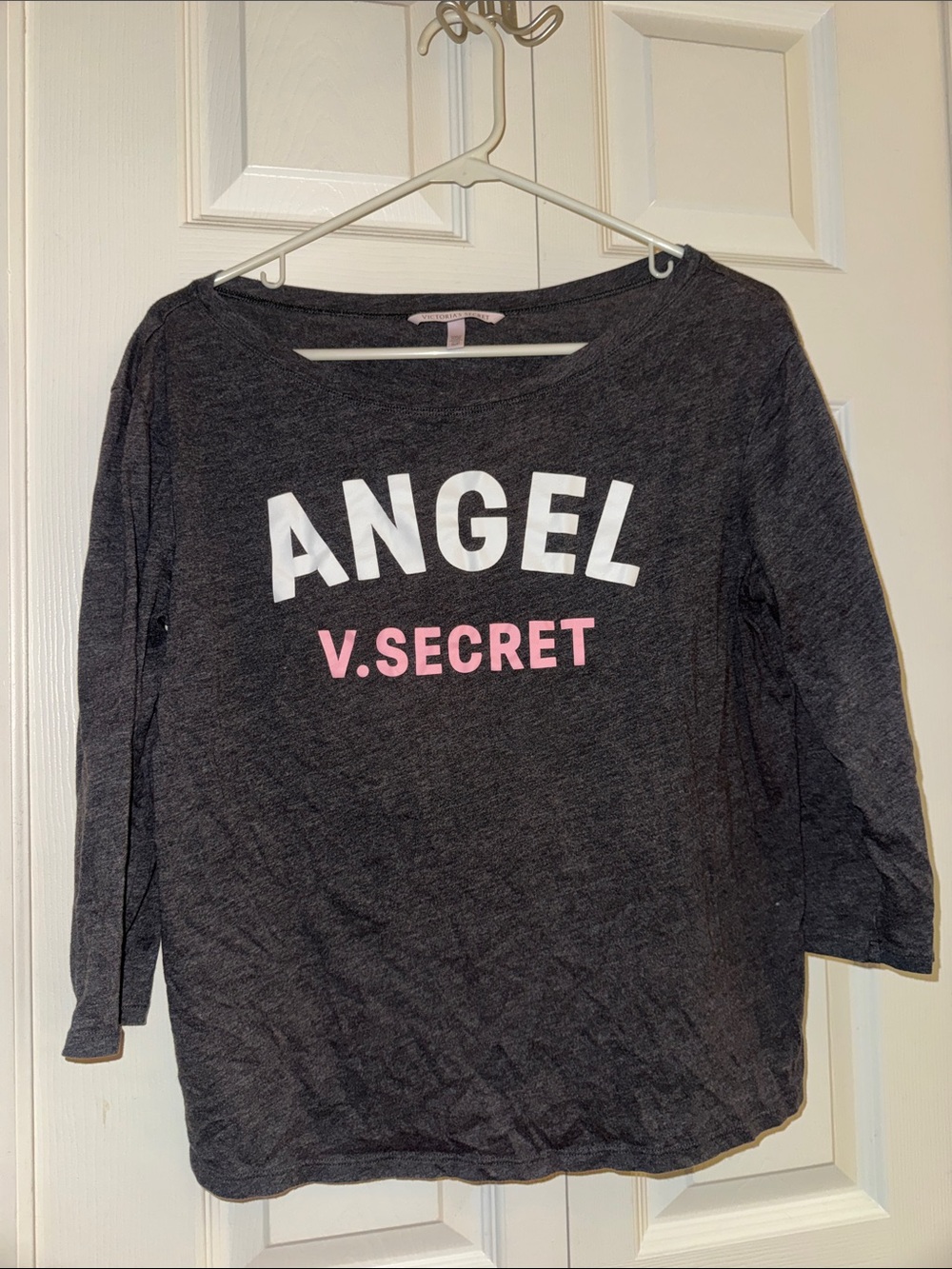 Victoria's Secret Dark Gray Crewneck Sweater with Pink V.SECRET Logo